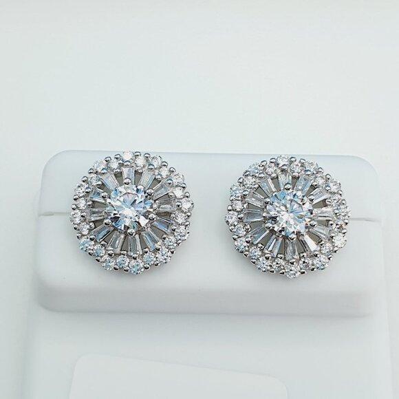"925 Sterling Silver Cubic Zirconia Earrings, UU1P6A6070
